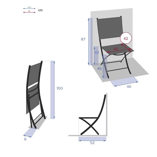 Chaise Pliante Modula Bleu Canard/graphite Hespéride