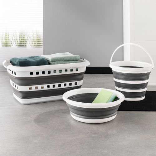 Panière à linge FLIXI Blanc / Gris