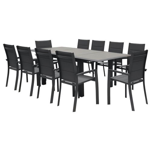 Table De Jardin Extensible 10 Personnes Effet Bois Allure - L. 160/254 Cm - Gris