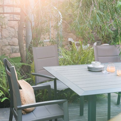 Table De Jardin Extensible 10 Personnes Effet Bois Allure - L. 160/254 Cm - Gris