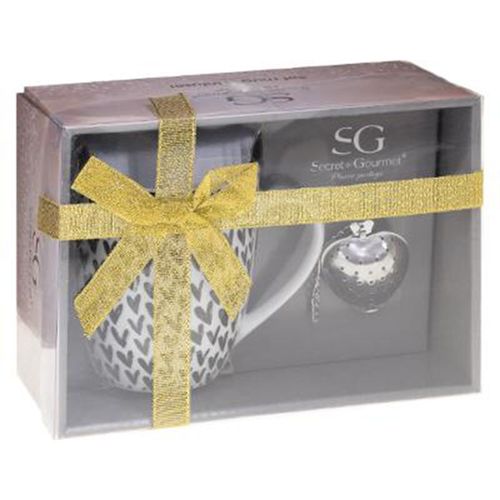 Coffret Mug à Thé "amor" 36cl Blanc et Noir