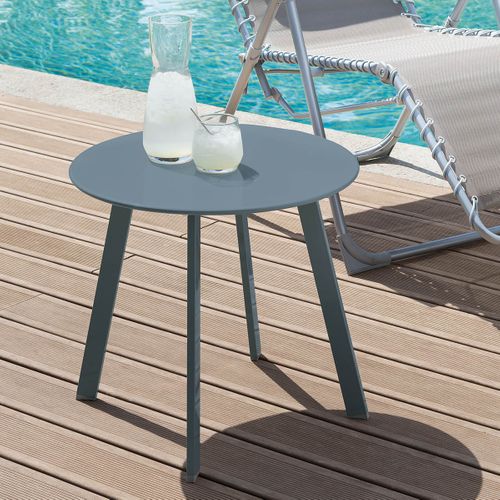 Table D'appoint De Jardin Ronde Saona - Diam. 50 Cm - Bleu Mat