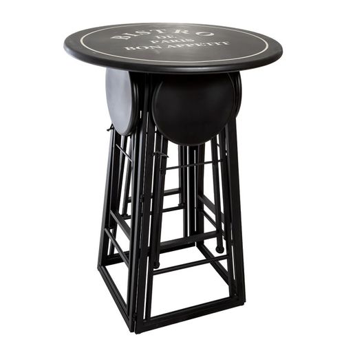 Table 4 Chaises D'extérieur - Métal - Noir Et Blanc - D77 - 5 Cm