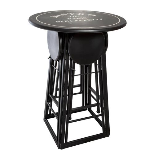 Table 4 Chaises D'extérieur - Métal - Noir Et Blanc - D77 - 5 Cm