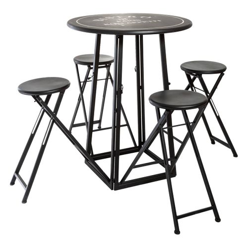 Table 4 Chaises D'extérieur - Métal - Noir Et Blanc - D77 - 5 Cm