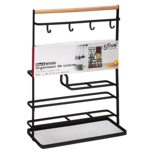 Organiseur De Cuisine Multi-fonction En Métal Noir H 43.5 Cm