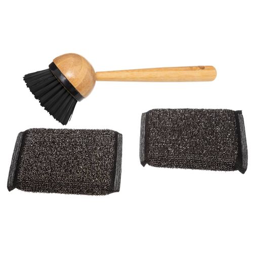 Distributeur à Savon Avec Brosse Éponge Bambou