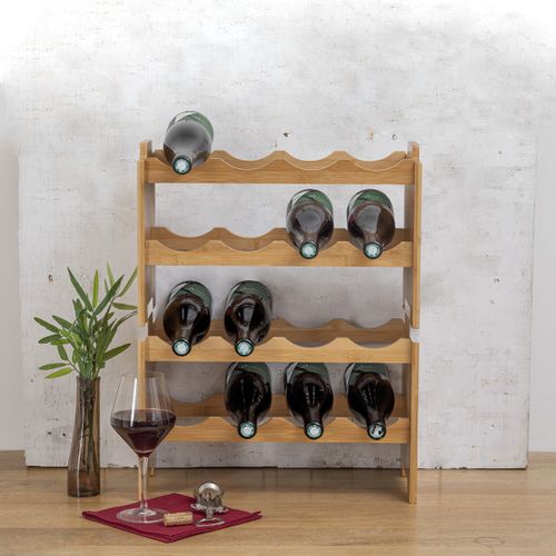 Range Bouteilles En Bambou Capacité 8 Bouteilles Rack Superposable