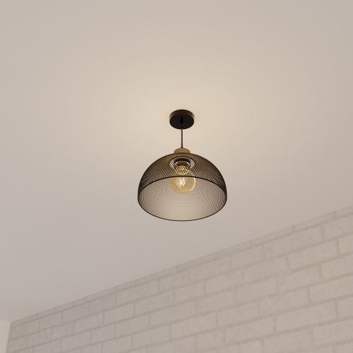 Luminaire Suspension En Métal Noir Et Bois D 30 Cm