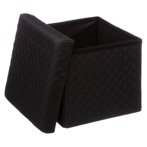 2 En 1 Pouf Et Coffre De Rangement Noir 31 X 31 Cm