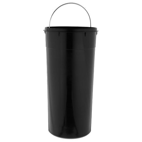 Poubelle 30 Litres En Métal Noir Charbon Et Couvercle En Bambou