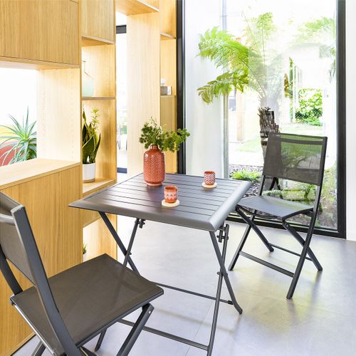 Table Alu Pliante Azua 2 Places Graphite Hespéride