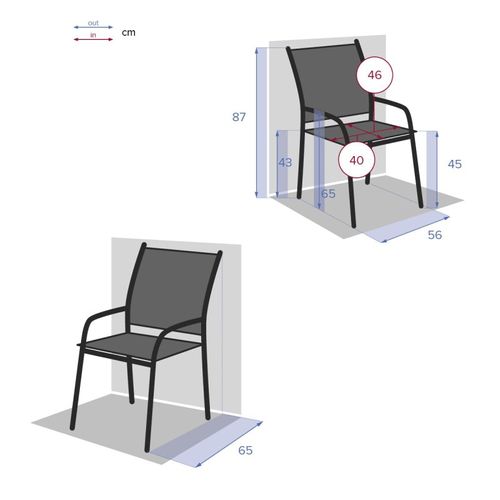 Fauteuil Empilable Piazza Hespéride Galet/graphite