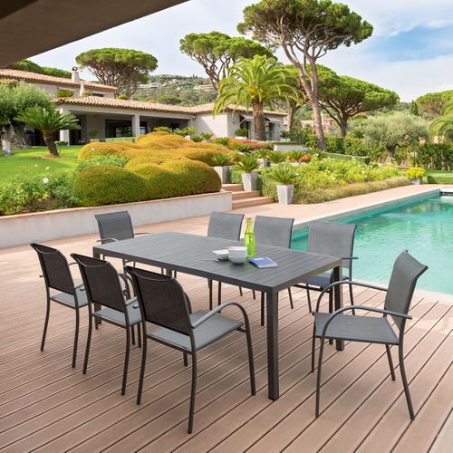 Table Fixe Rectangulaire Piazza - 8 Places - Graphite