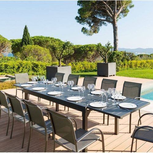 Table Rectangulaire Extensible Piazza 12 P. Graphite Hespéride