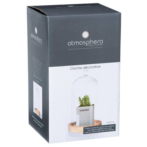 Cloche - Verre Et Bois - H19 Cm