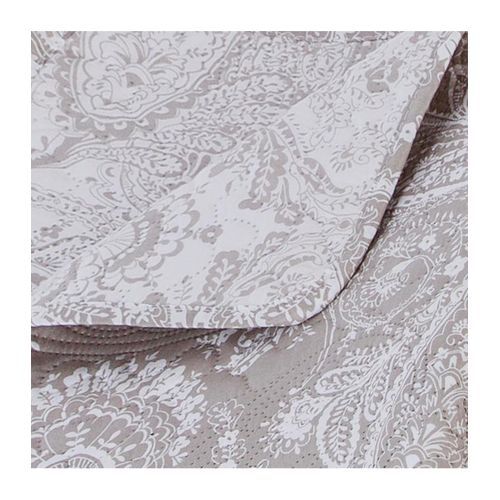 Dessus De Lit Beige Lin Motif Arabesque 240 X 260 Avec 2 Taies