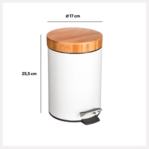 Poubelle salle de bain 3L - Blanc / Naturel