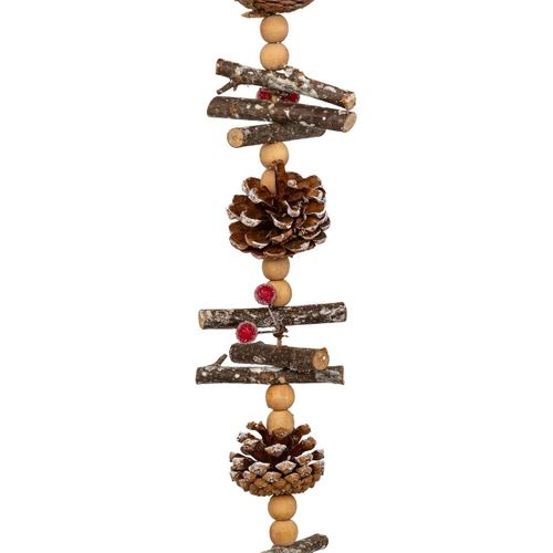 Guirlande De Noël En Rondins Et Perles De Bois L 150 Cm