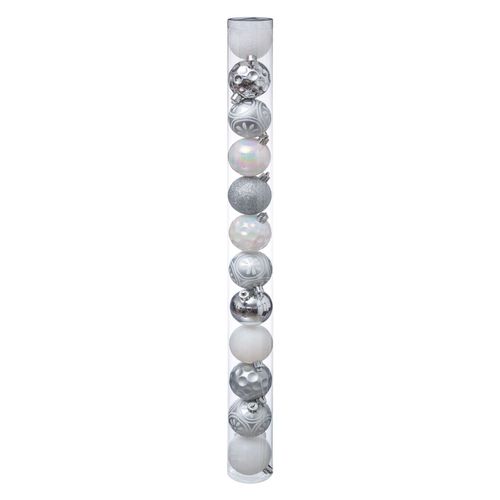 Déco De Sapin Lot De 12 Boules De Noël D 6 Cm - Argent Et Neige