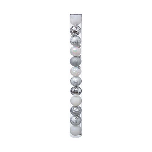 Déco De Sapin Lot De 12 Boules De Noël D 6 Cm - Argent Et Neige
