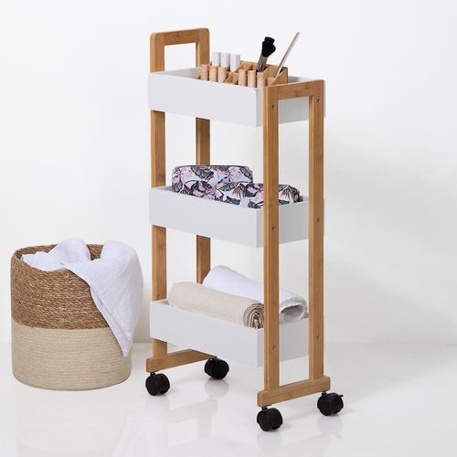 Desserte En Bambou 3 Niveaux Lea - L. 38 X H. 80 Cm - Blanc