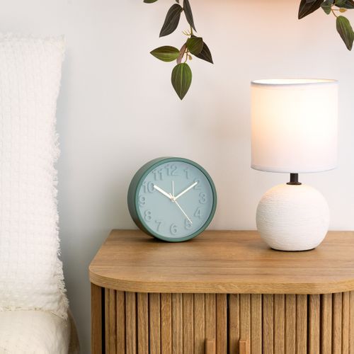 Lampe En Céramique Pied Boule Striée Blanc