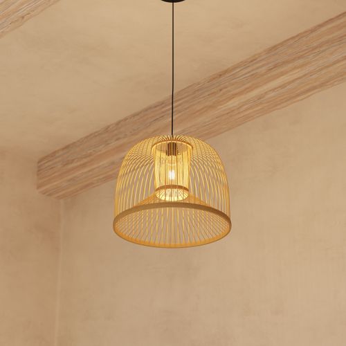 Luminaire Suspension En Bambou Naturel D 38 Cm
