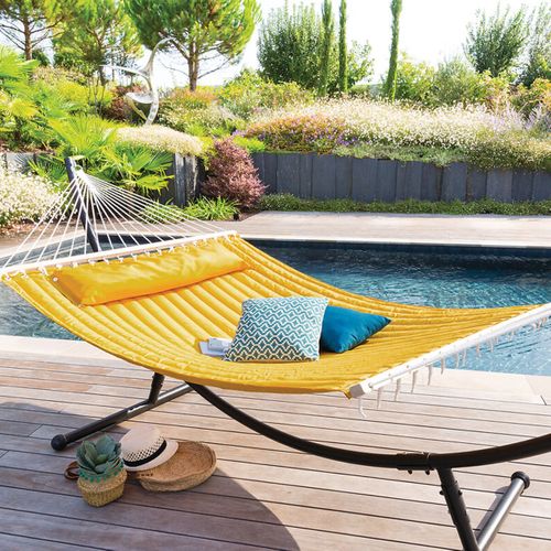Toile De Hamac Matelassé Akio Jaune Sans Pied Hespéride - Jaune Moutarde