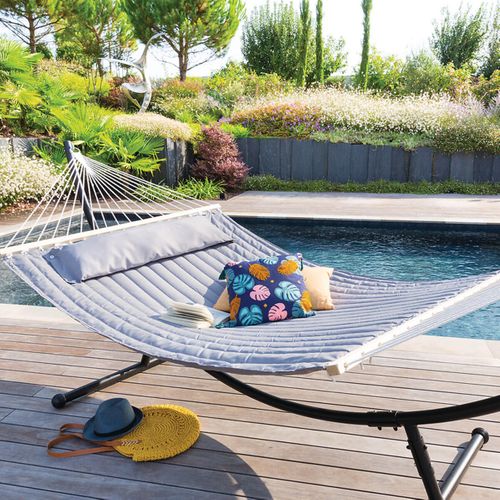 Toile De Hamac Matelassé Akio Gris Sans Pied Hespéride - Gris Clair