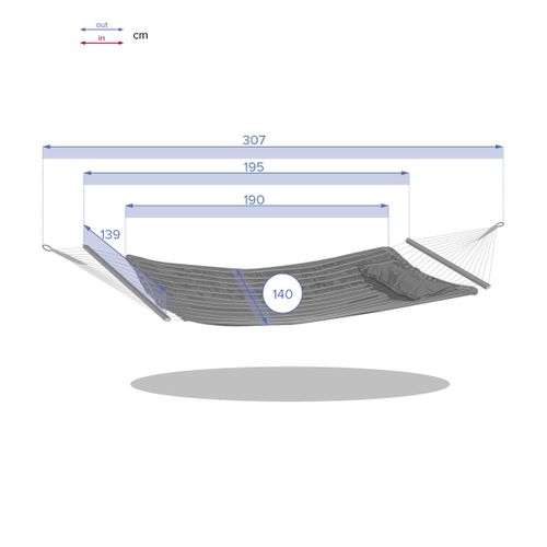 Toile De Hamac Matelassé Akio Gris Sans Pied Hespéride - Gris Clair