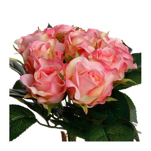 Bouquet De Fleurs Artificielles 9 Roses D. 23 X H. 25 Cm