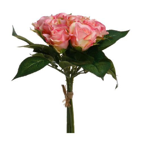 Bouquet De Fleurs Artificielles 9 Roses D. 23 X H. 25 Cm