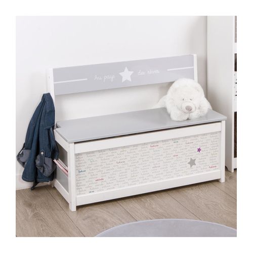 Banc Et Coffre De Rangement En Bois Coffre À Jouets Gris Et Blanc