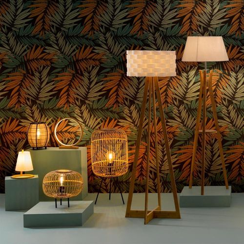 Lampadaire Trépied Bambou Kalo Blanc Atmosphera