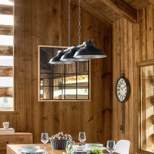 Luminaire Suspension 3 Abat-jour En Métal Gris Industriel