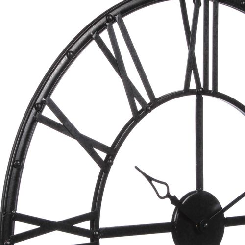 Pendule Murale Vintage En Métal Noir D 70 Cm