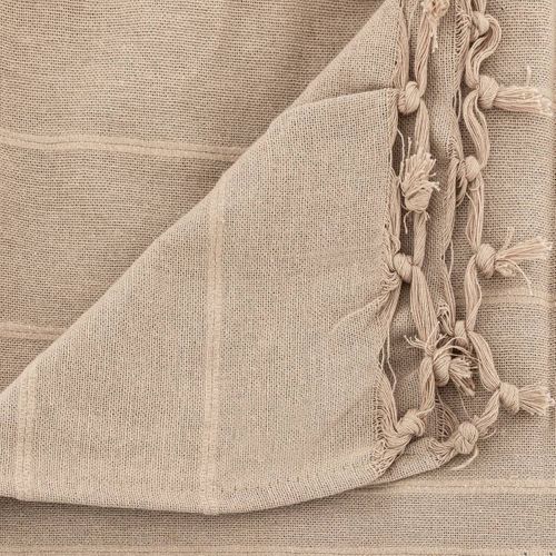 Jeté De Lit En Coton Beige Lin 160 X 220 Cm