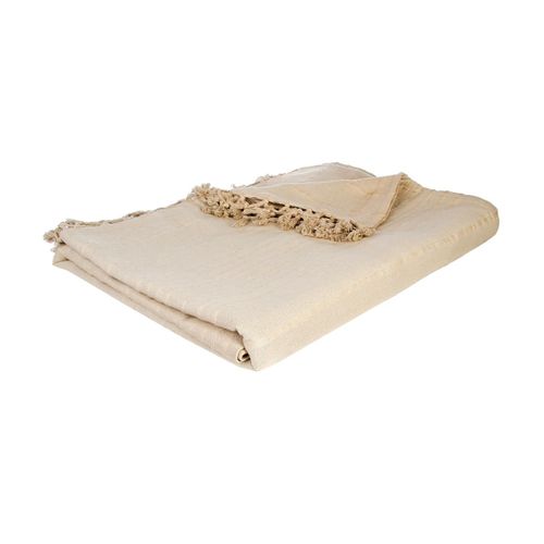 Jeté De Lit En Coton Beige Lin 230 X 250 Cm