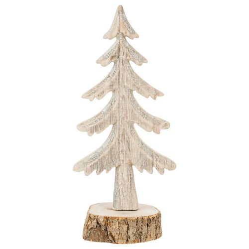 Sapin De Table En Bois Sur Socle Bûche H 26 Cm