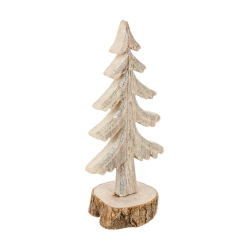 Sapin De Table En Bois Sur Socle Bûche H 26 Cm