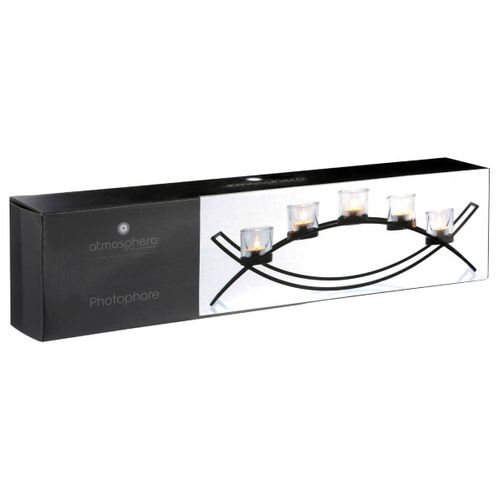 Set 5 Photophores En Verre Sur Pied En Métal L 54 Cm