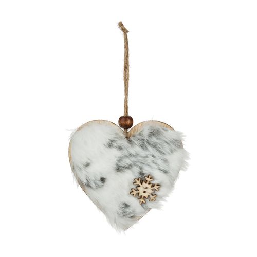 Déco De Sapin Lot De 3 Formes Coeur Etoile Sapin En Bois Avec Fourrure Et Flocon