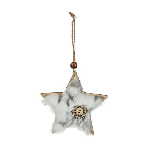 Déco De Sapin Lot De 3 Formes Coeur Etoile Sapin En Bois Avec Fourrure Et Flocon