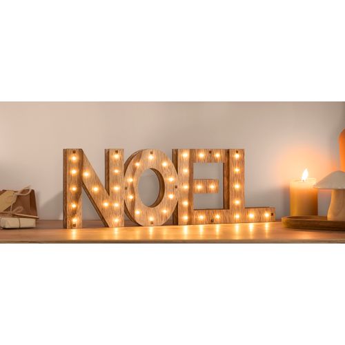 Déco De Noël En Bois Lumineux 41 LED Blanc Chaud 44 X 15 Cm