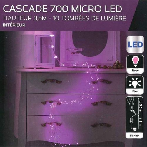 Guirlande Noël Copper Cascade 700 LED Roses