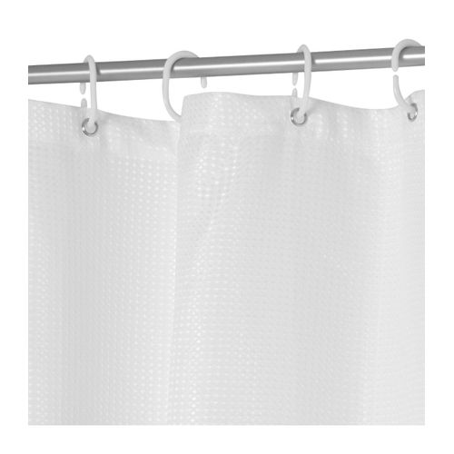 Rideau De Douche Blanc Déco Nid D'abeille 180 X 200 Anneaux Inclus