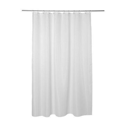 Rideau De Douche Blanc Déco Nid D'abeille 180 X 200 Anneaux Inclus
