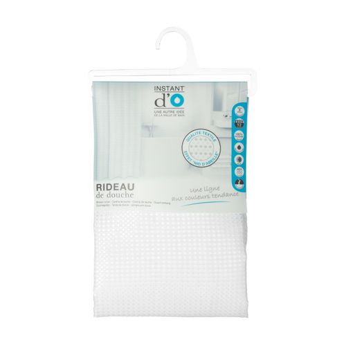 Rideau De Douche Blanc Déco Nid D'abeille 180 X 200 Anneaux Inclus
