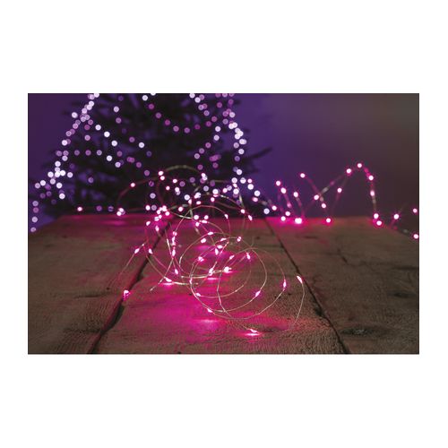 Guirlande Lumineuse Intérieur 40 Microled Rose Sur 3.90 Mètres